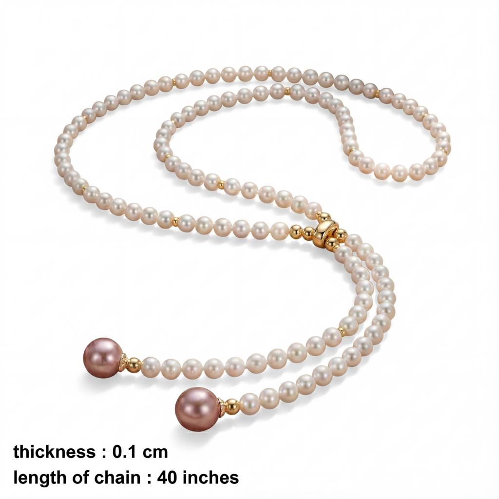 Korean Mauve Drop Pearl Lariat : YUFSNL257
