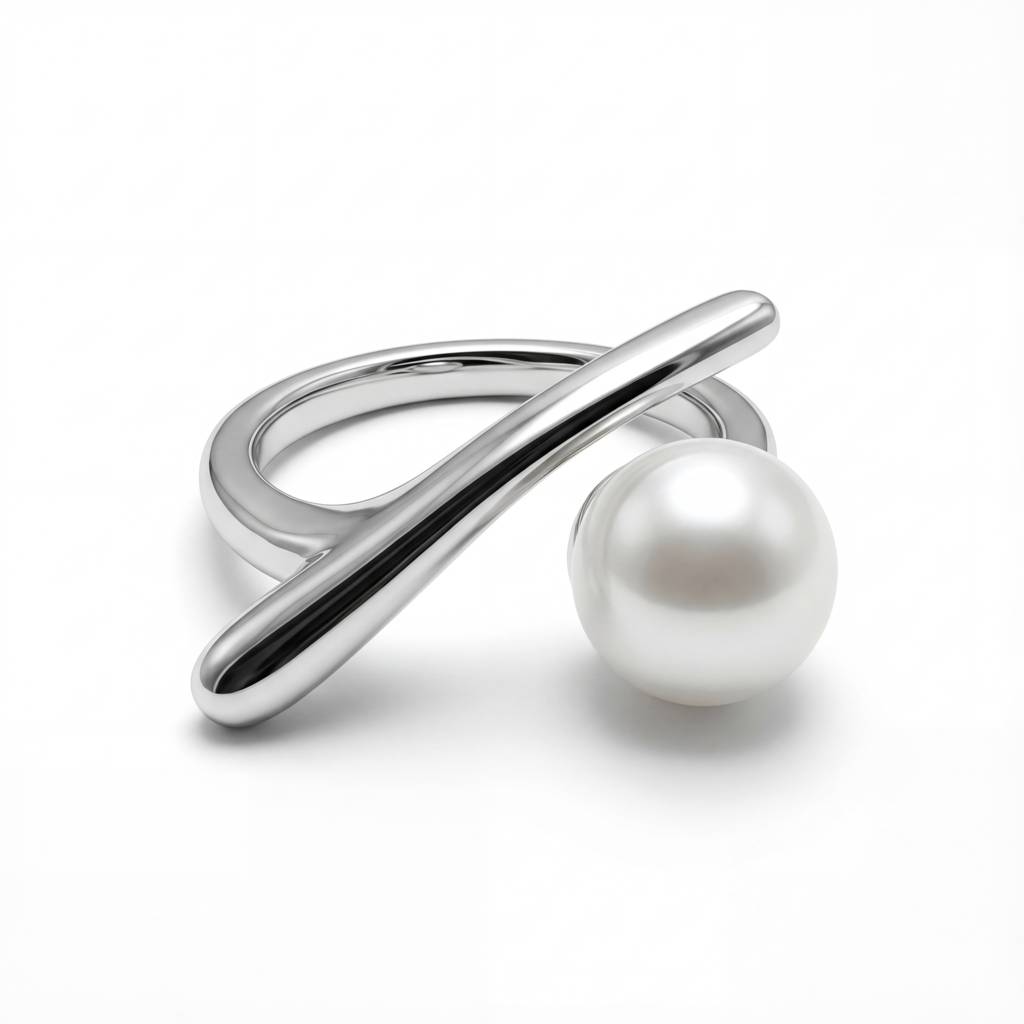 Korean Contemporary Pearl Bypass Ring : YUFSRG212-SL