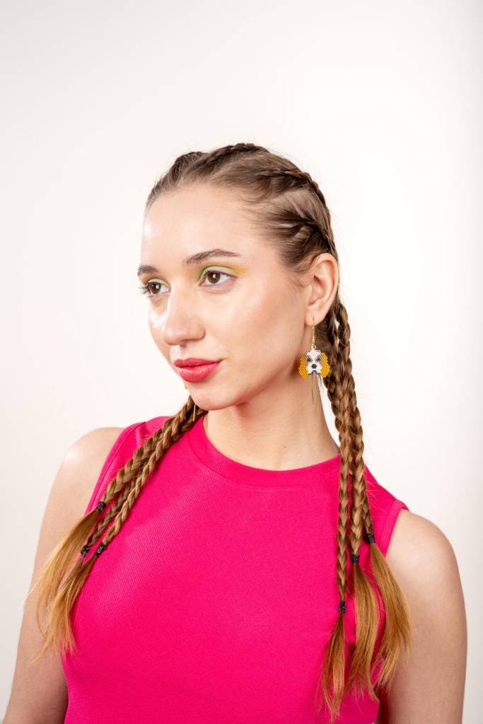 Beagle Dog Beaded Earrings : EARJJ018