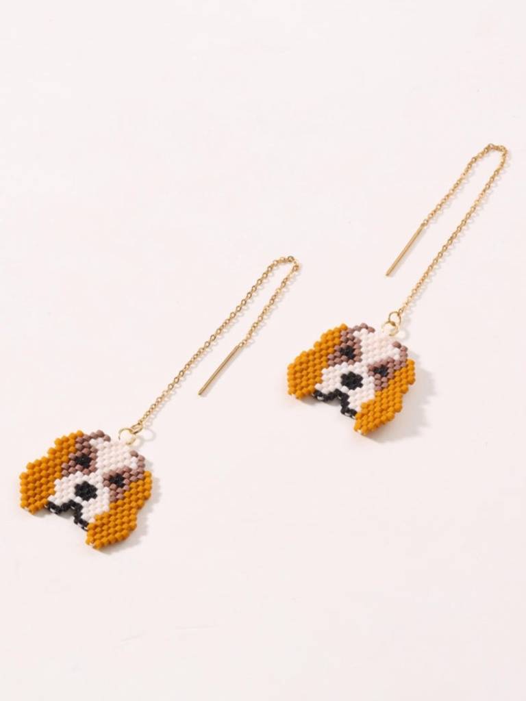 Beagle Dog Beaded Earrings : EARJJ018