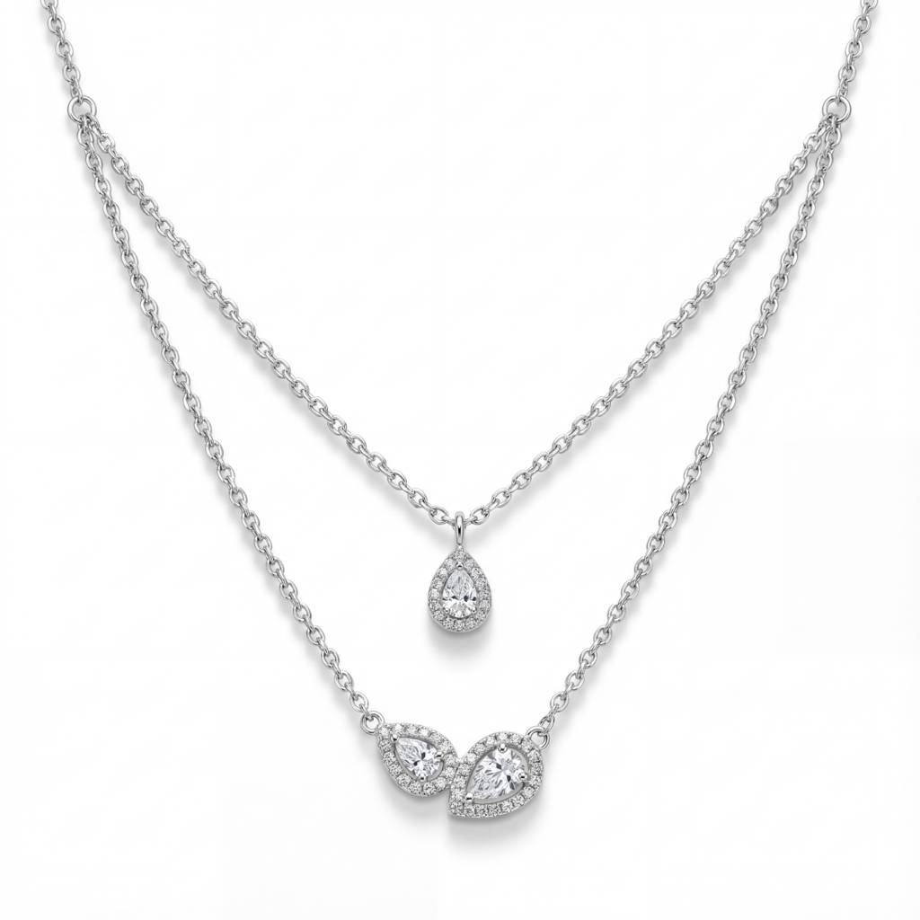 Korean Layered Teardrop & Marquise Petal Necklace : YUFSNL231