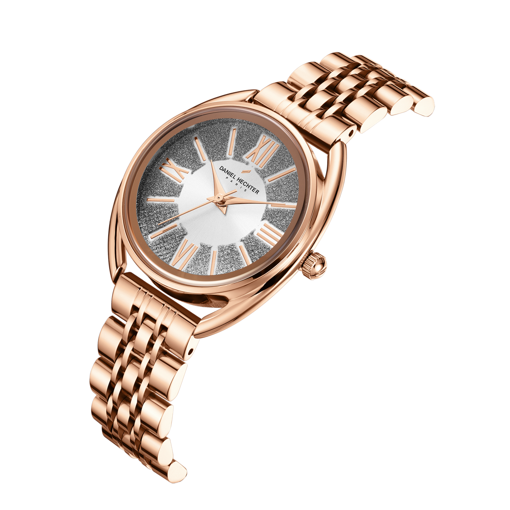Daniel Hechter Paris Neuilly Collection Analog Watch For Women Â Roman Indexes, Shimmer Round Dial And Stainles : DHW2007-33