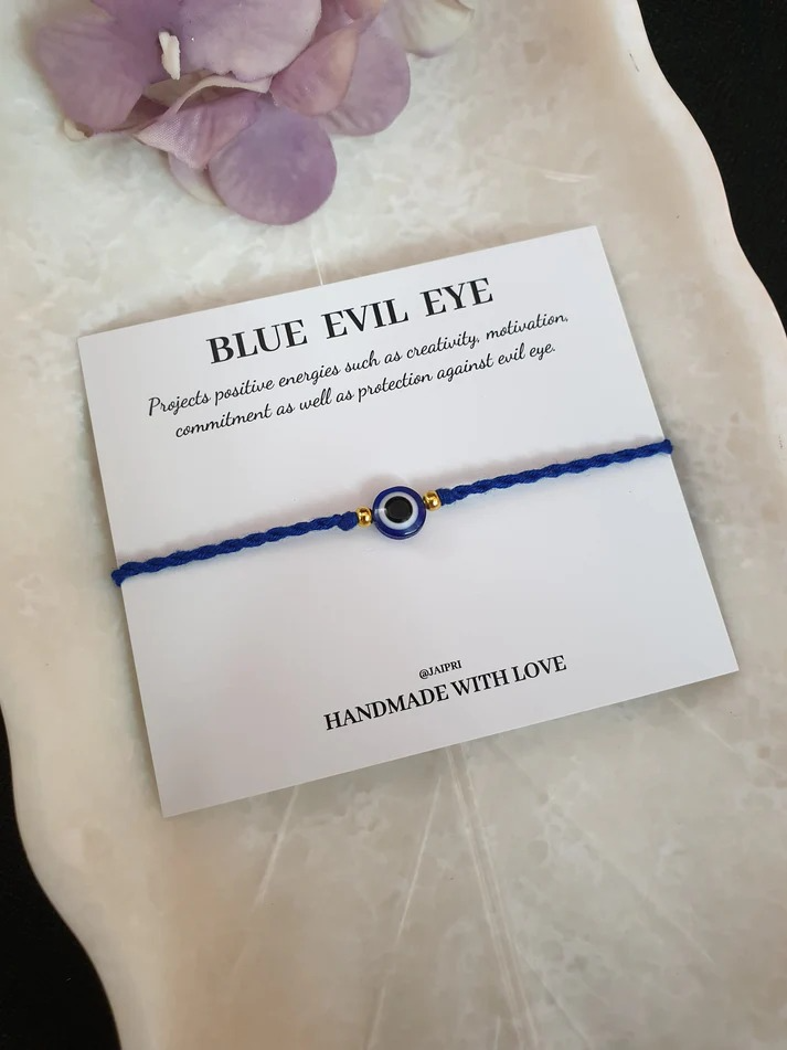 Blue Evil Eye Protection Thread Tie Bracelet : blueevileye