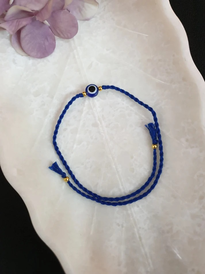Blue Evil Eye Protection Thread Tie Bracelet : blueevileye