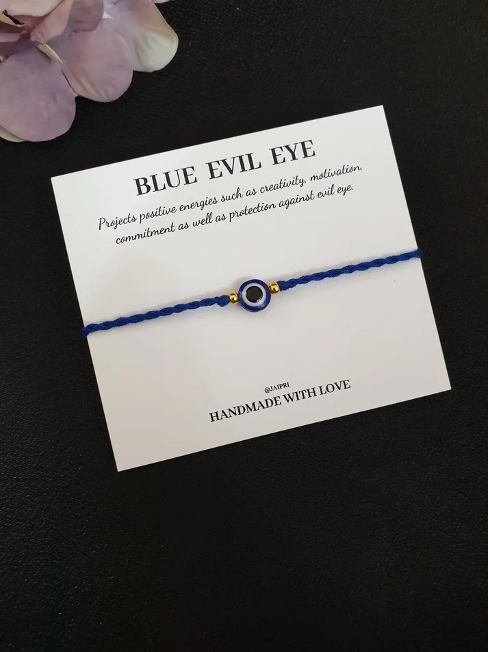 Blue Evil Eye Protection Thread Tie Bracelet : blueevileye