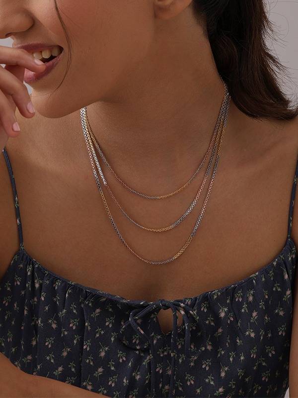 Tricolor Diamond-Cut Bismark Necklace : BM4016INFOSR3T