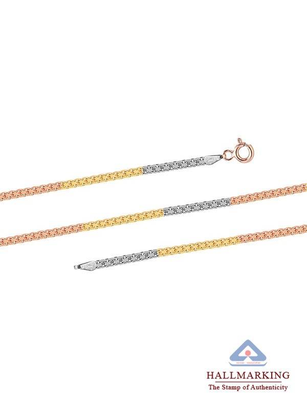Tricolor Diamond-Cut Bismark Necklace : BM4016INFOSR3T