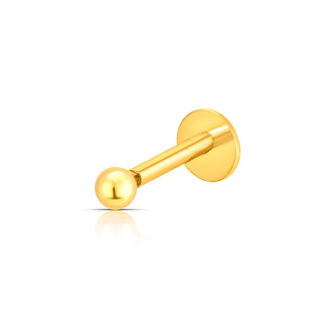 Yuvora 18K Yellow Gold Ball Stud Nose Pin For Women | Screw Back Closure | Bis Hallmarked | Pure Gold N : BNP1001-2-HP-18YG-IS