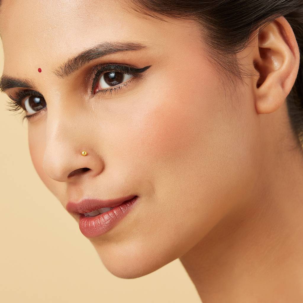 Yuvora 18K Yellow Gold Ball Stud Nose Pin For Women | Screw Back Closure | Bis Hallmarked | Pure Gold N : BNP1003-3-HP-18YG-IS