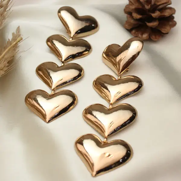 Tfc Bold Heart String Gold Plated Dangler Earrings : 10496