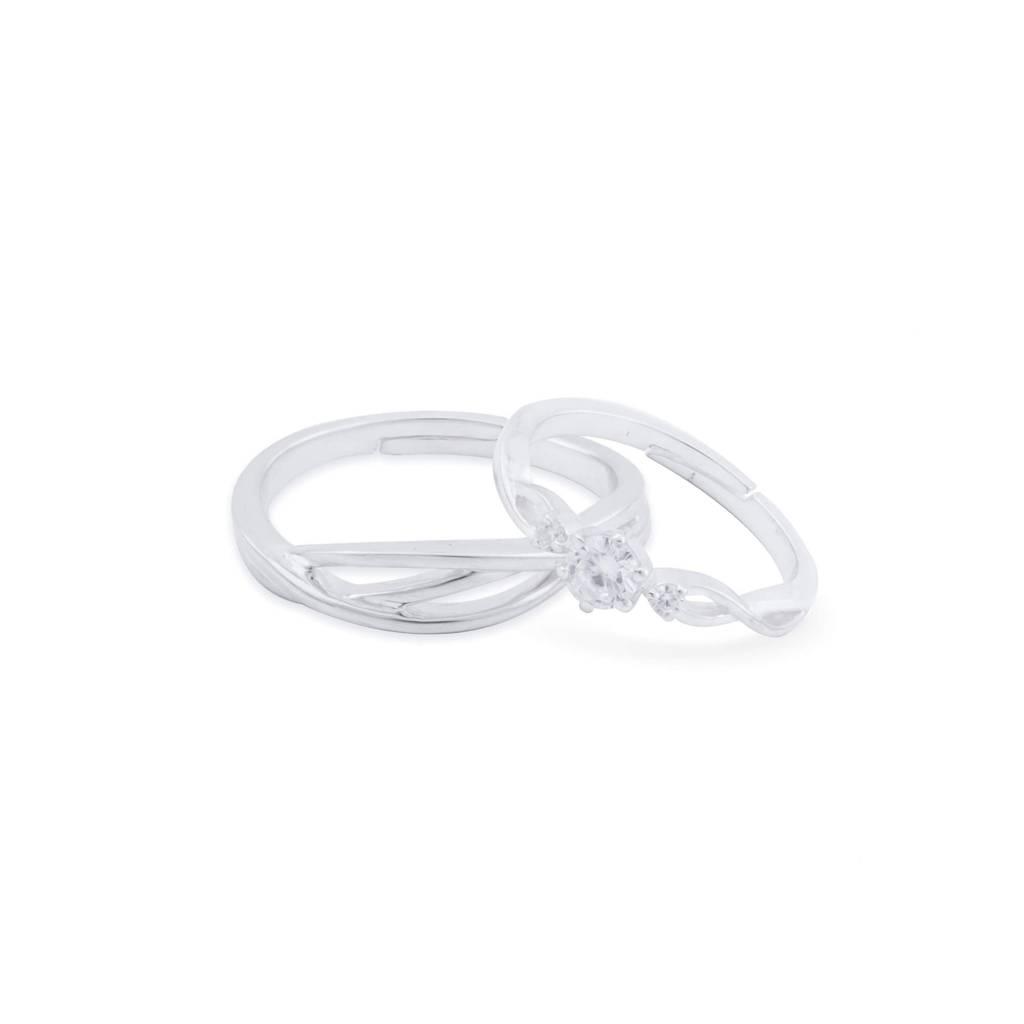 Silver Wave Love Couple Rings : ZLCPLR-1010