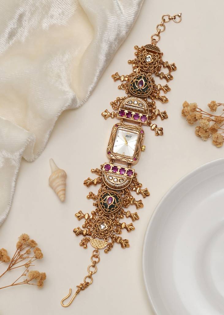 Rajwadi Heritage Gold Look Wrist Watch : BP-BG-1074