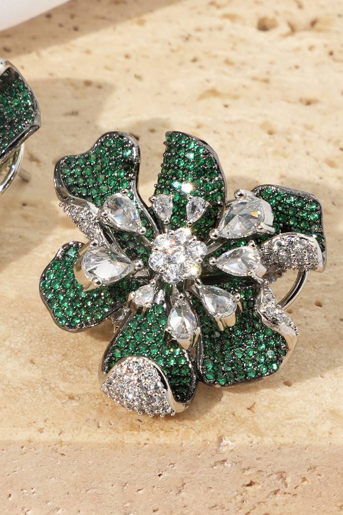 American Diamond Earrings – Premium Rhodium Plated Real Diamond Shine : BP-ER-1107