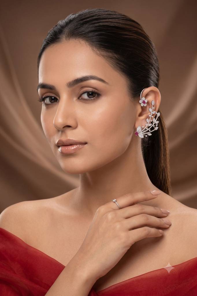 Luxury Real Diamond Look Earcuff : BP-ER-1124