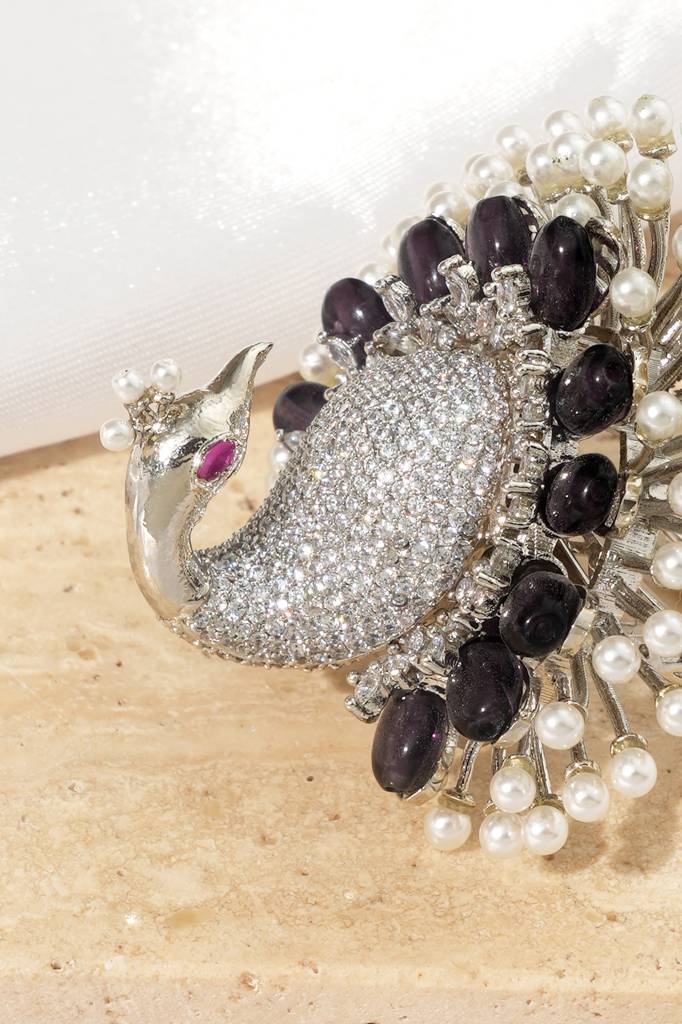 Diamond Look Peacock  Adjustable Finger Ring : BP-FR-1095
