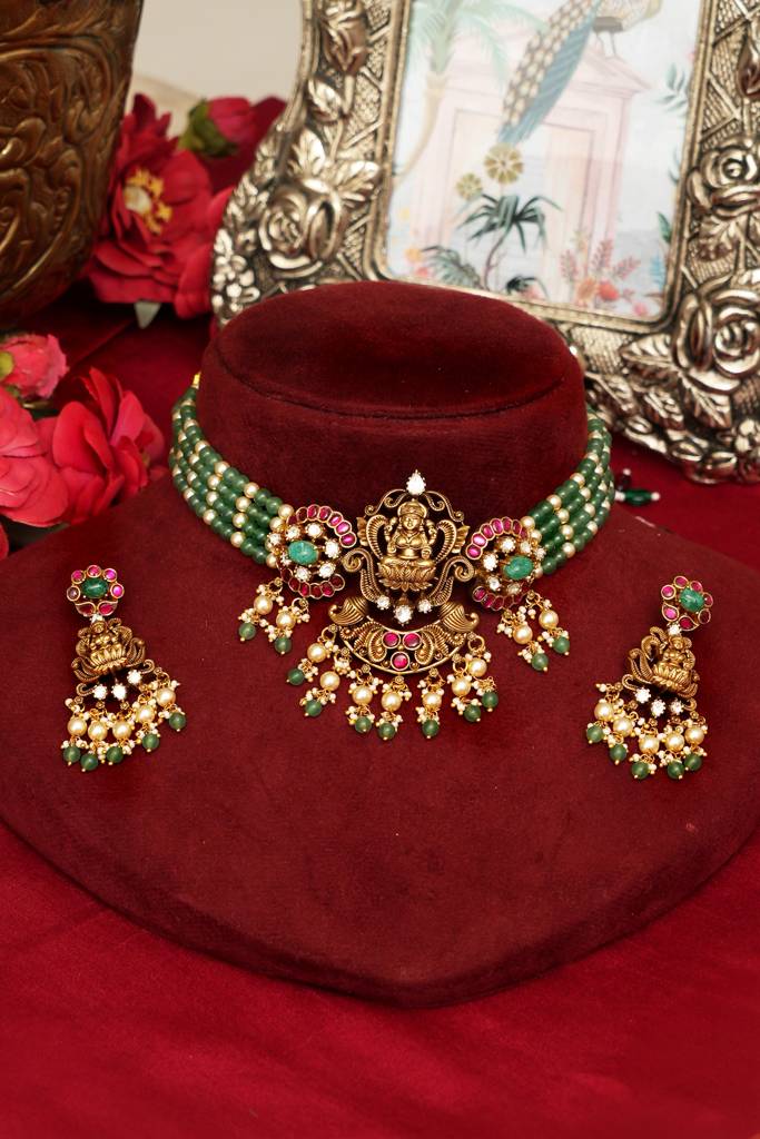 Mahalaxmi Temple Jadau Choker : BP-NK-1026
