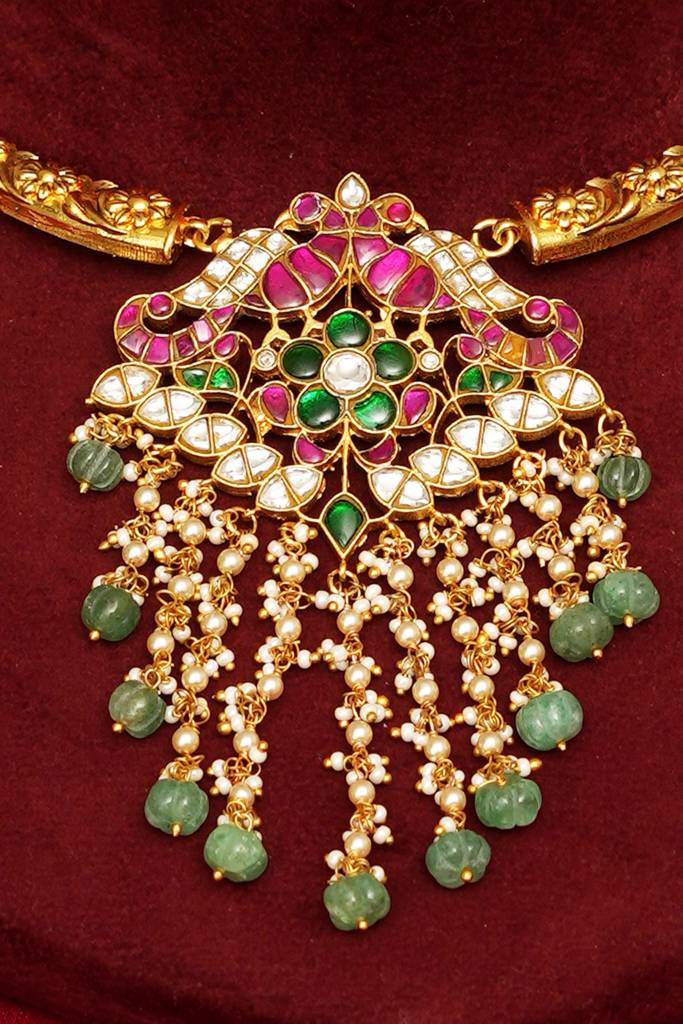 Traditional Temple Treasure Jadau Hasli : BP-NK-1027