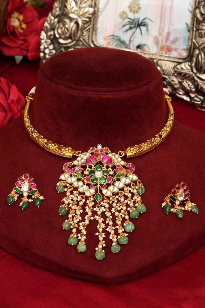 Traditional Temple Treasure Jadau Hasli : BP-NK-1027