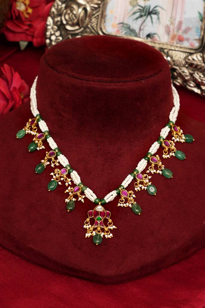 Classic South Indian Jadau Necklace Set : BP-NK-1032