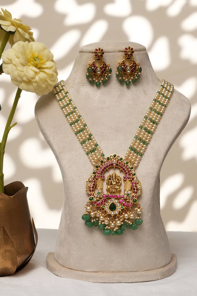 Temple  Jadau Gold Look Necklace Haram : BP-NK-1038
