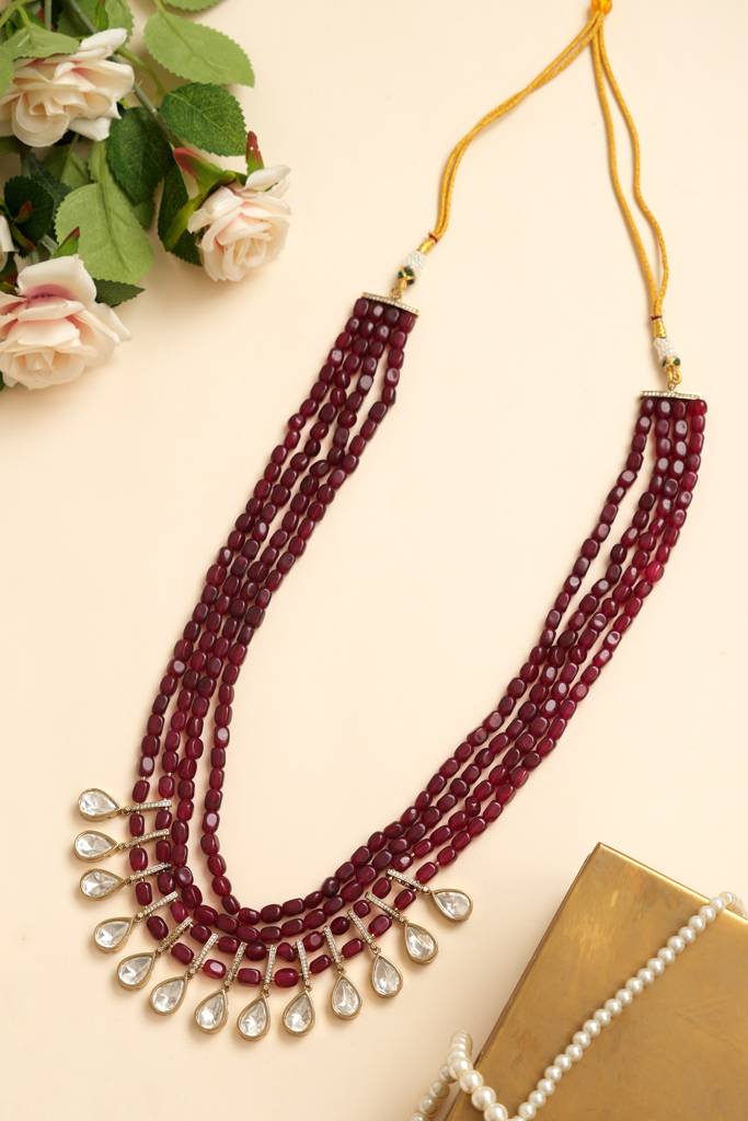 Imperial Pearl Ruby Groom Sherwani Mala : BP-NK-1163