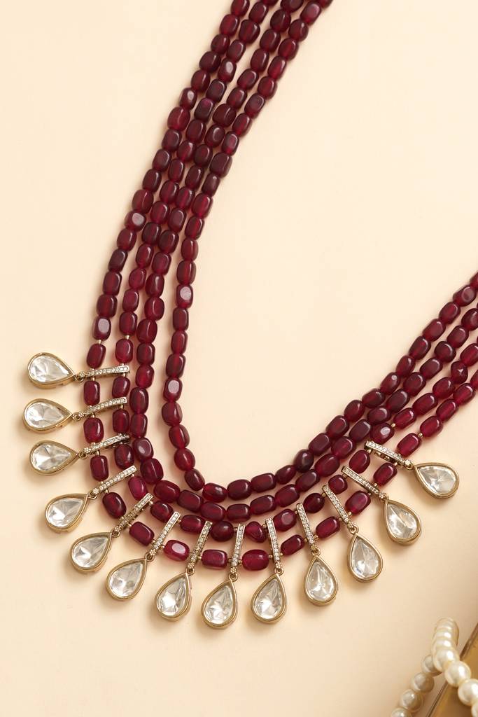 Imperial Pearl Ruby Groom Sherwani Mala : BP-NK-1163