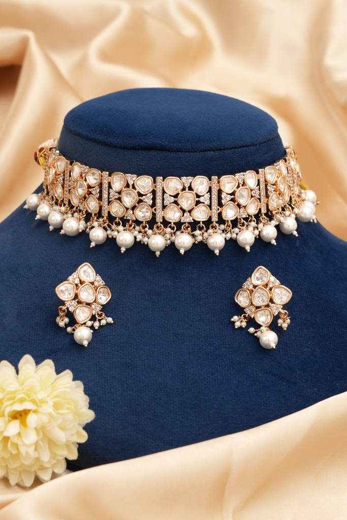 Ishani Premium Designer Moissanite Kundan Set : BP-NK-1249