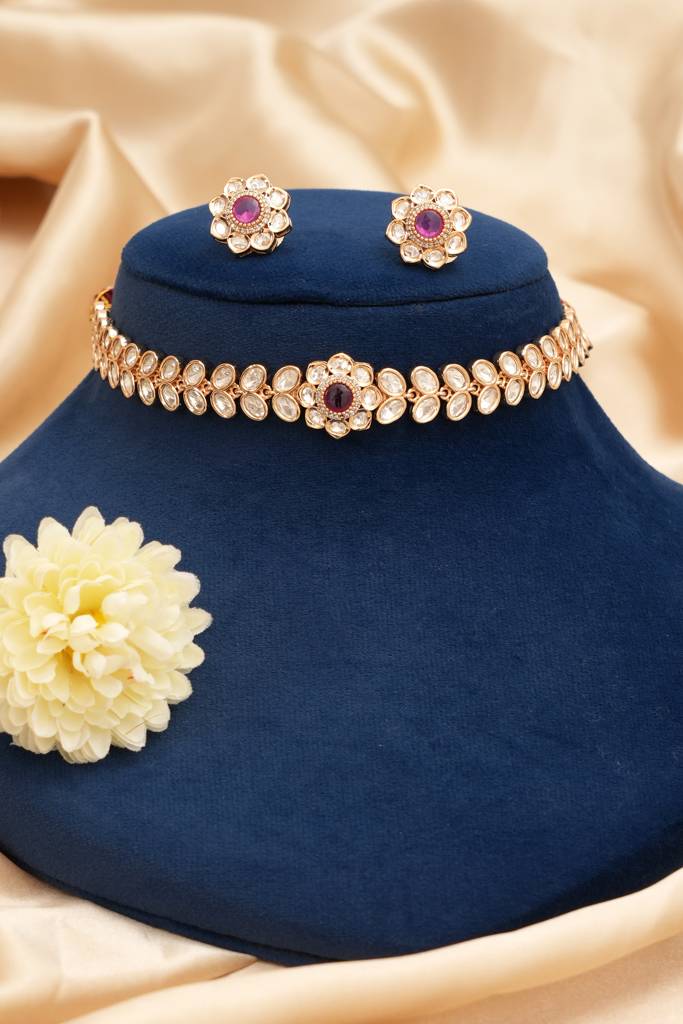 Royal Designer Kundan Ruby - Jewellery Set : BP-NK-1253