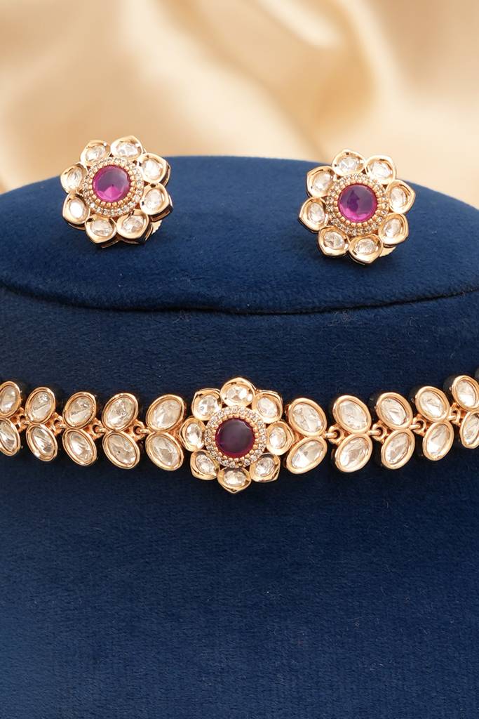 Royal Designer Kundan Ruby - Jewellery Set : BP-NK-1253