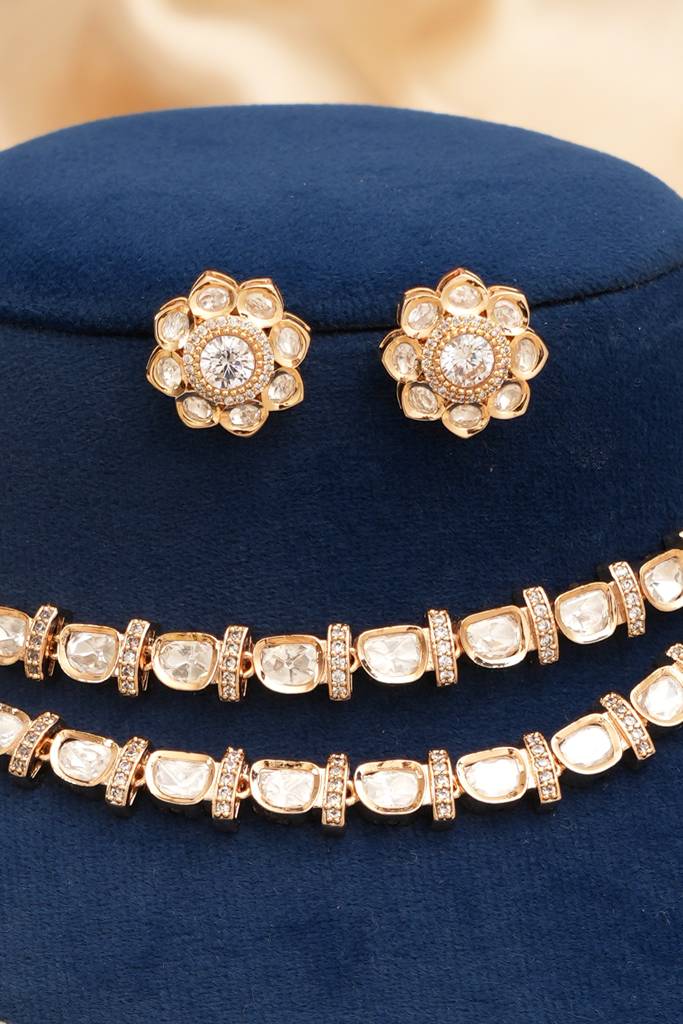 Siya Luxury Designer Moissanite Kundan Bridal Set : BP-NK-1256