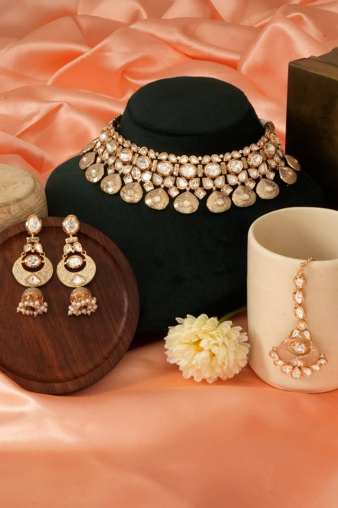 Traditional Kundan Meena Bridal Necklace Set : BP-NK-1295