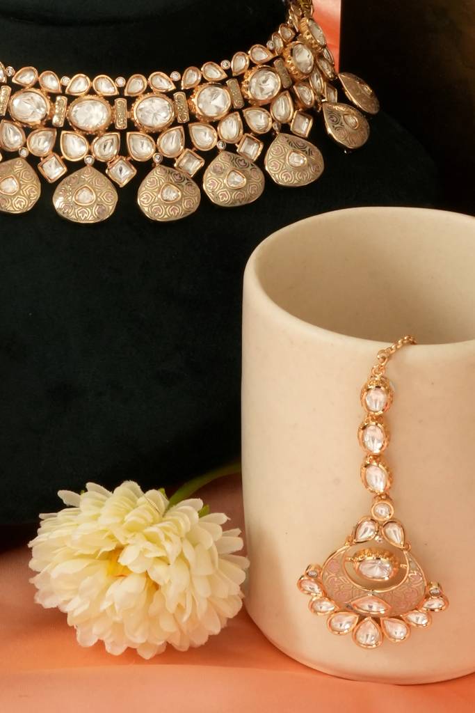 Traditional Kundan Meena Bridal Necklace Set : BP-NK-1295