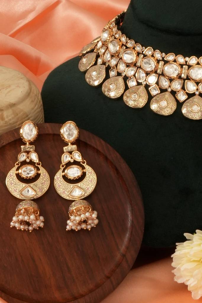 Traditional Kundan Meena Bridal Necklace Set : BP-NK-1295