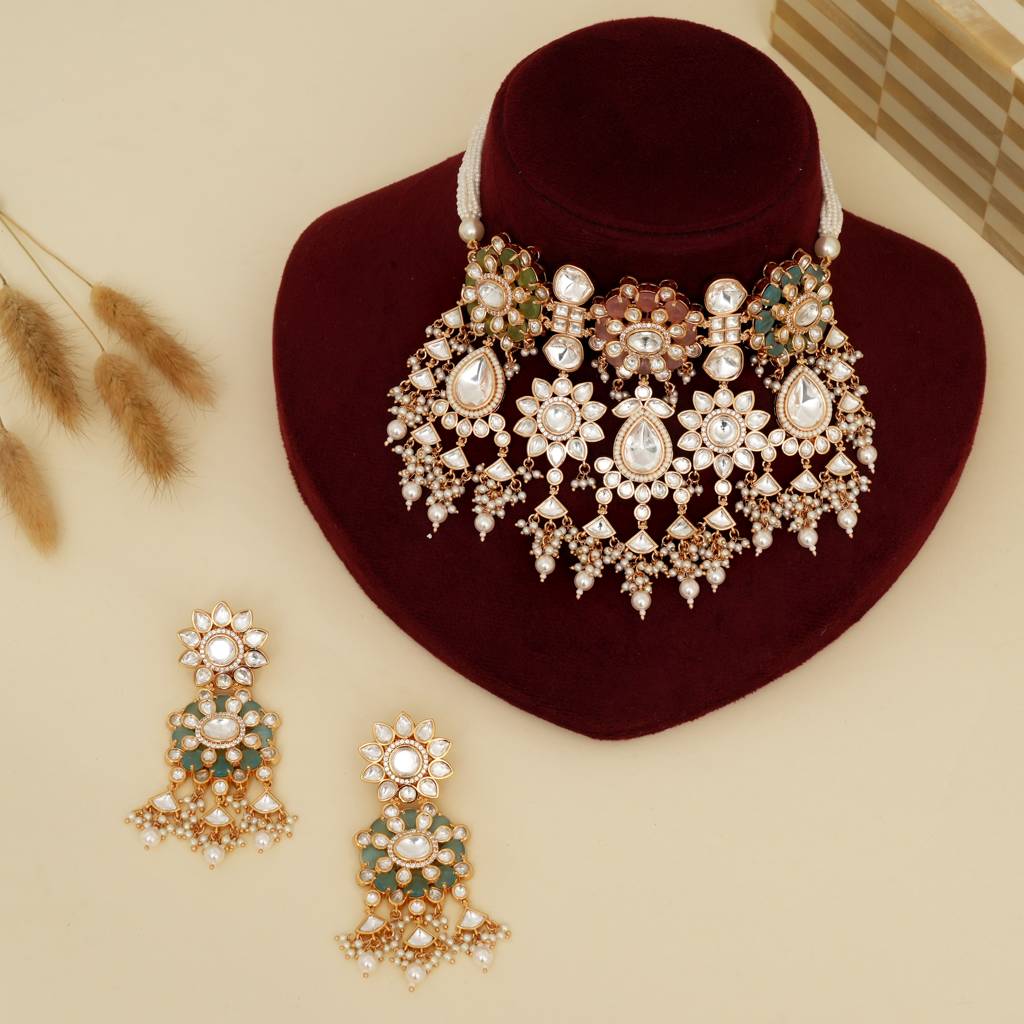 Suhasini Pestel Kundan Necklace Set : BP-NK-736