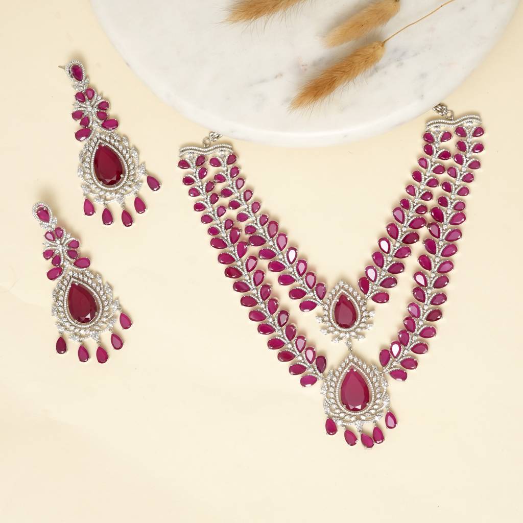 Sujata Ruby Designer Necklace Set : BP-NK-748