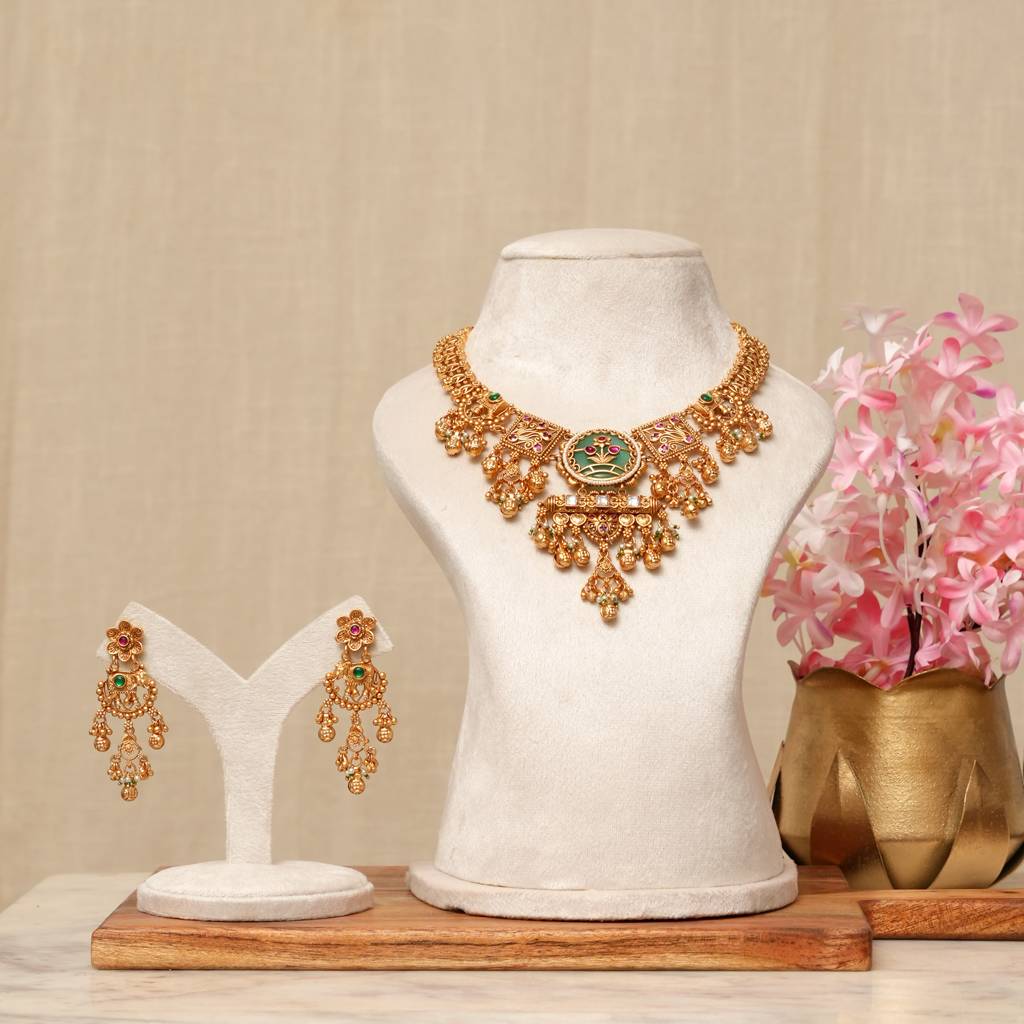 Kanak Kundan Heritage Gold Necklace Set : BP-NK-752