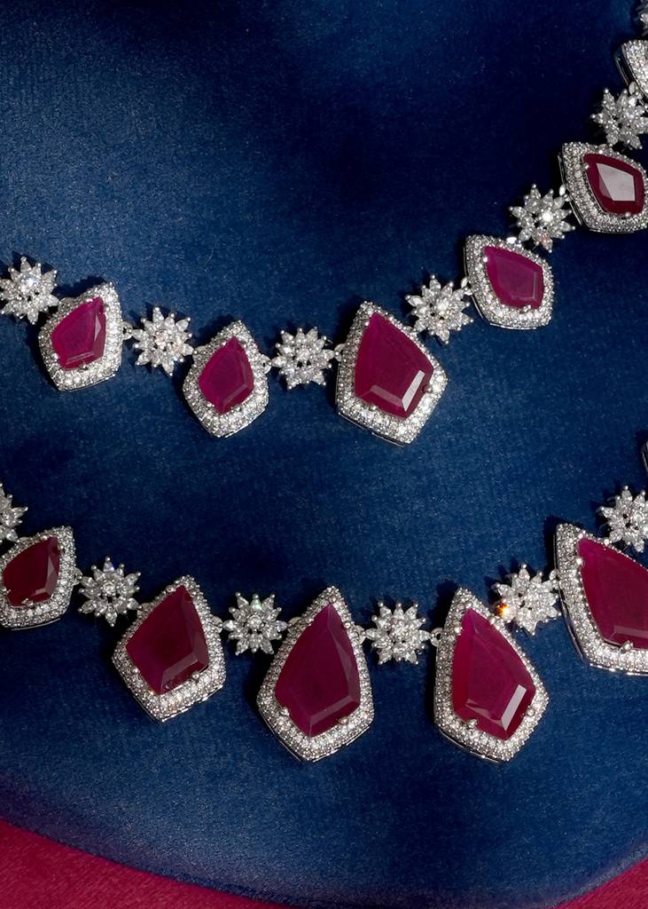 Deepika Elegant American Diamond Necklace Set For Evening Wear : BP-NK-948
