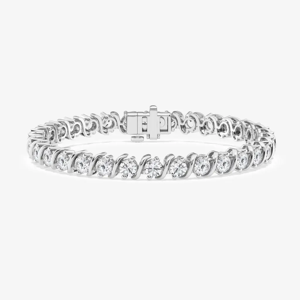 Round Cut Moissanite Diamond "S" Tennis Bracelet : BR-0002-WG