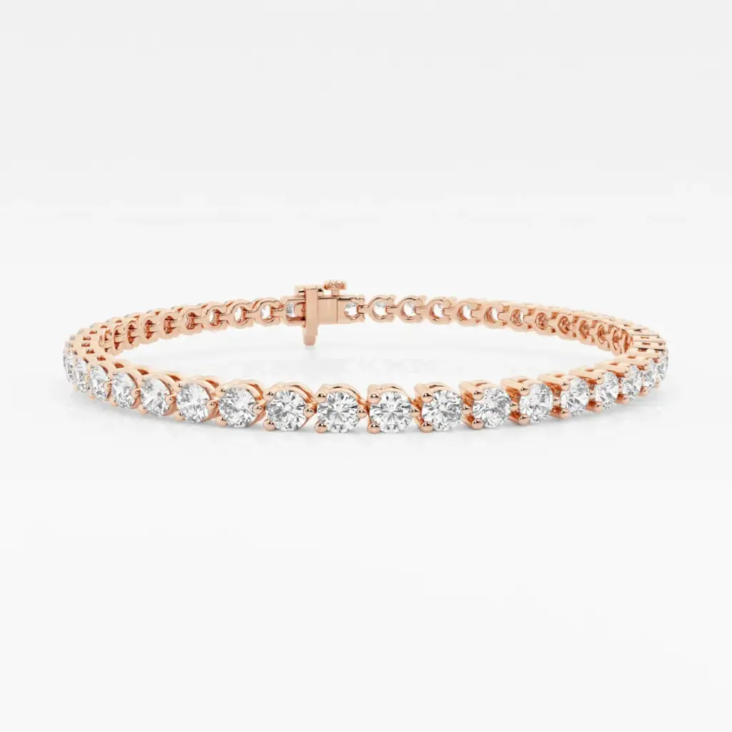Round Cut Moissanite Diamond Three Prong Tennis Bracelet : BR-0003-RG