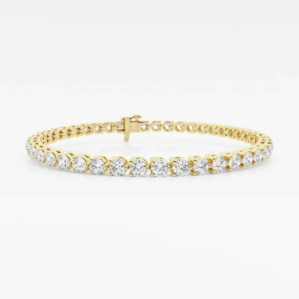 Round Cut Moissanite Diamond Three Prong Tennis Bracelet : BR-0003