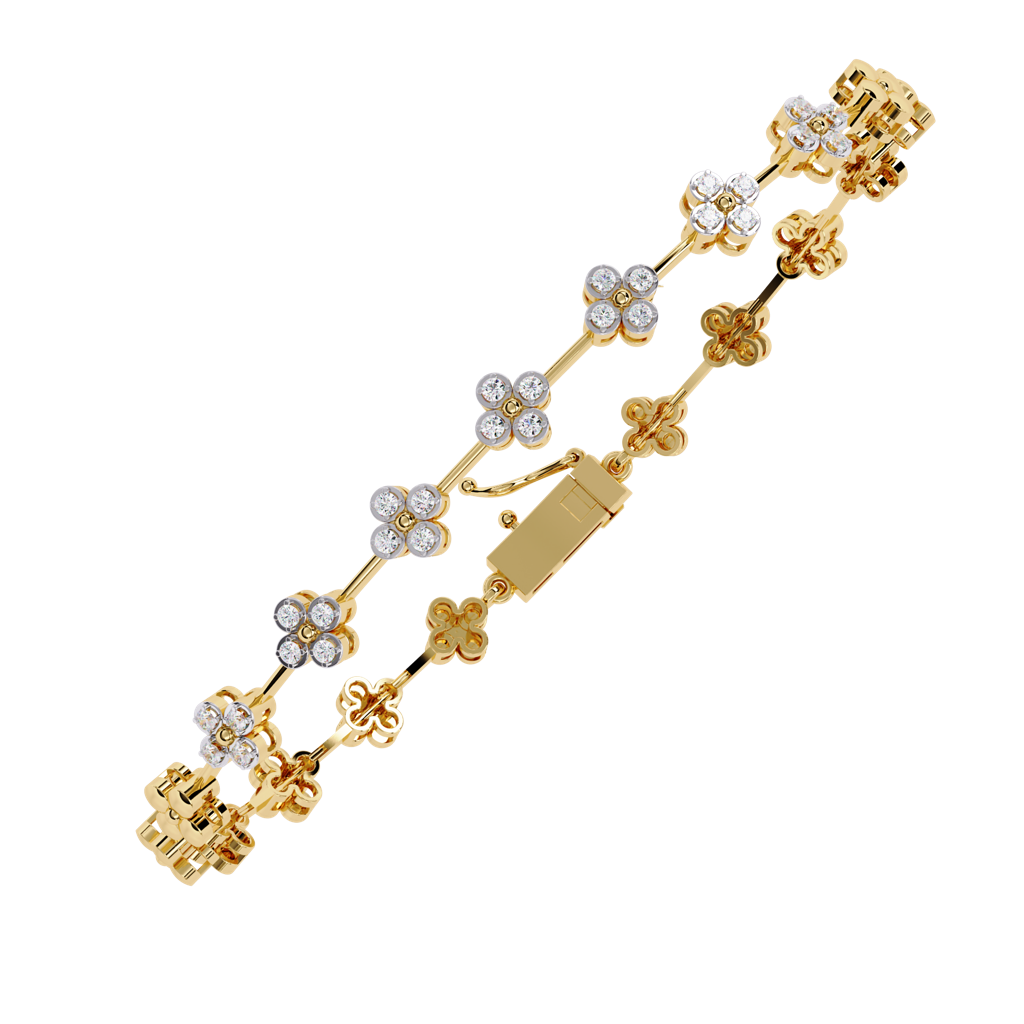 0.23Ct Round Lab Grown Diamond Flower Link Bracelet : ZY-005