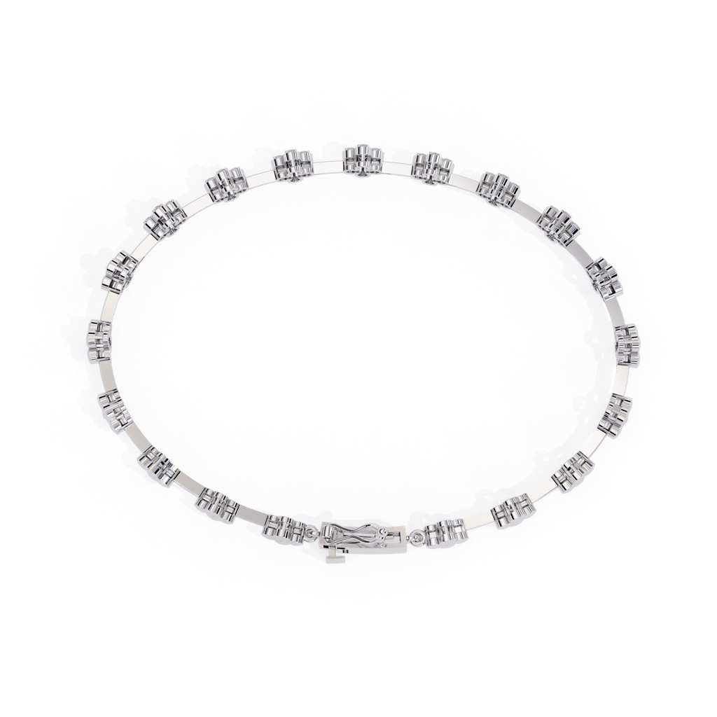 0.23Ct Round Lab Grown Diamond Flower Link Bracelet : ZY-005