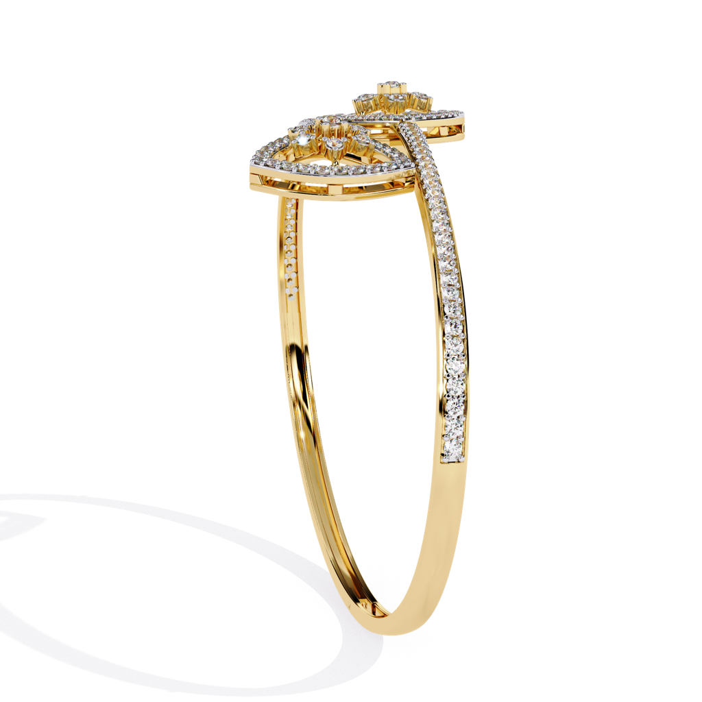 1.35Ct Round Lab Grown Diamond Floral Teardrop Open Bracelet : ZY-006