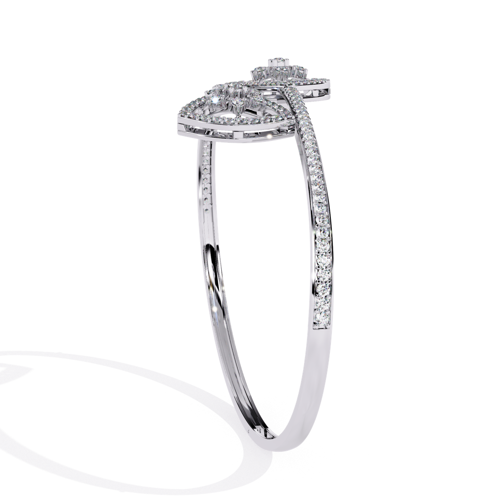1.35Ct Round Lab Grown Diamond Floral Teardrop Open Bracelet : ZY-006