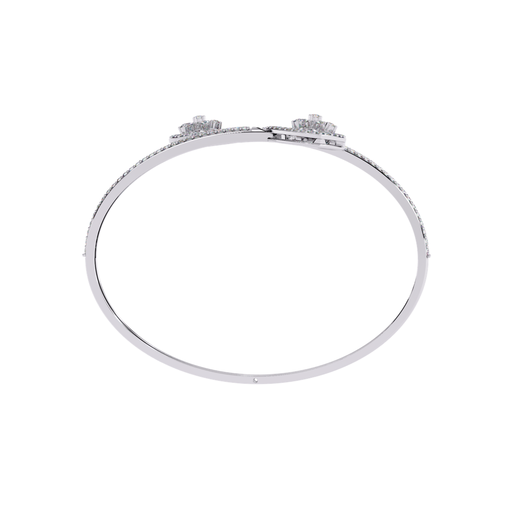 1.35Ct Round Lab Grown Diamond Floral Teardrop Open Bracelet : ZY-006
