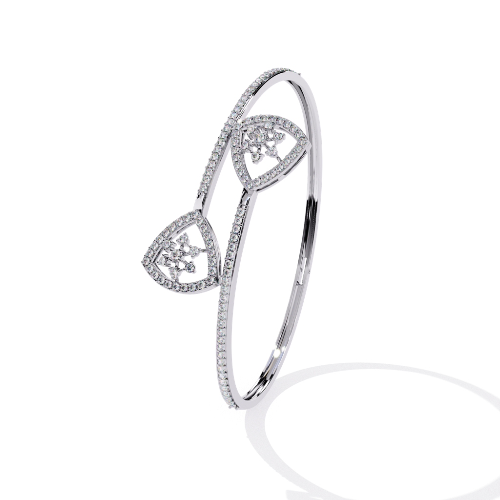 1.35Ct Round Lab Grown Diamond Floral Teardrop Open Bracelet : ZY-006
