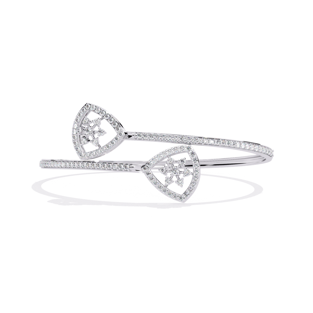 1.35Ct Round Lab Grown Diamond Floral Teardrop Open Bracelet : ZY-006