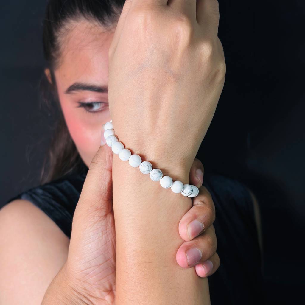 Natural Howlite Stone Bracelet : IS-BR-ST-1127