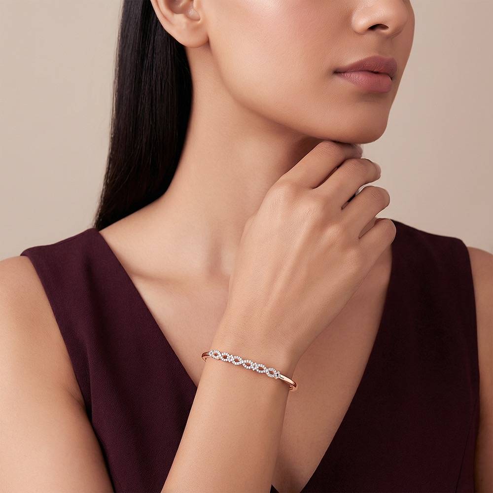 925 Silver Rose Gold Infinite Joy Cuff Bracelet |Gifts For Women And Girls |With Certificate Of Authenticity And 925 : BR01361