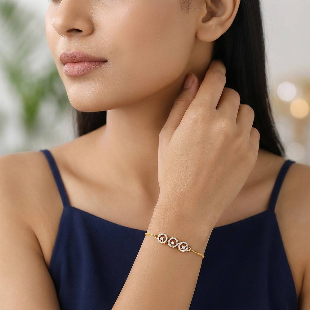925 Silver Golden Circular Grace Bracelet|Gifts For Women And Girls : BR01533
